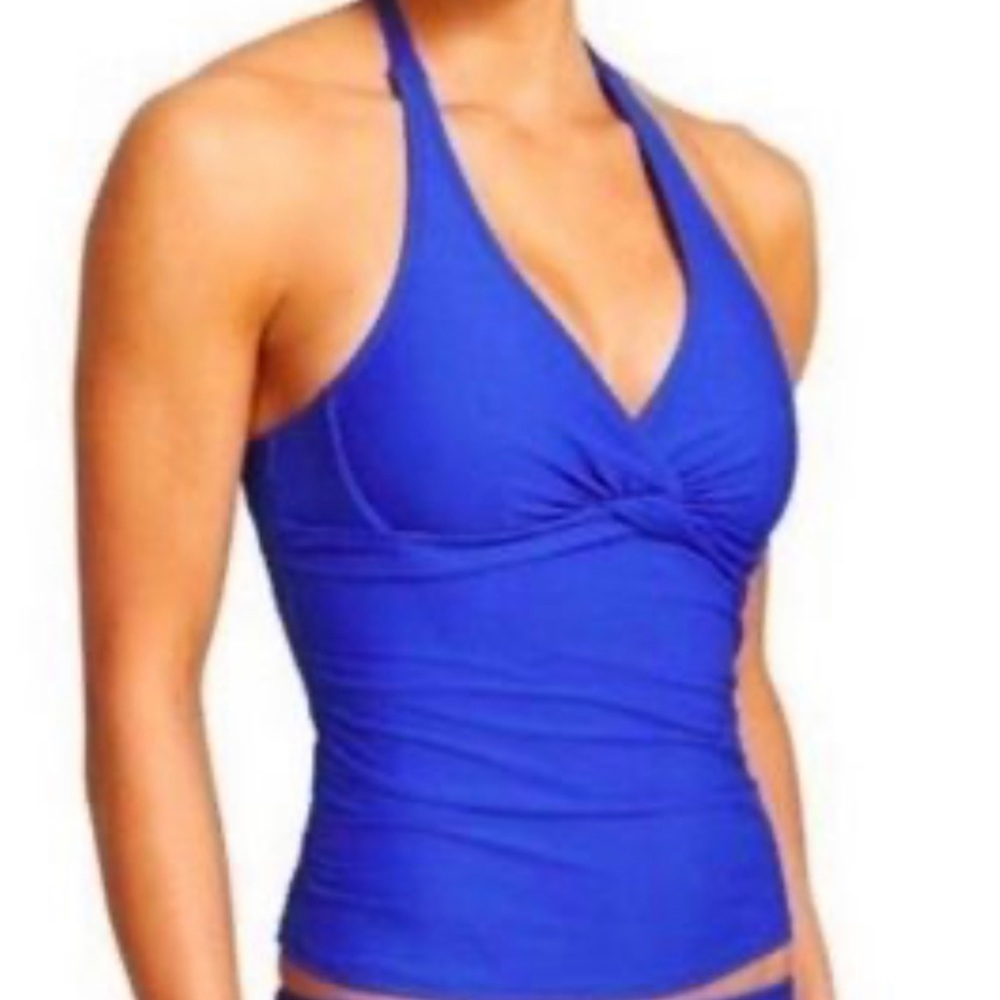 Athleta Tara Halter Tankini swim Top Blue 32 B/C